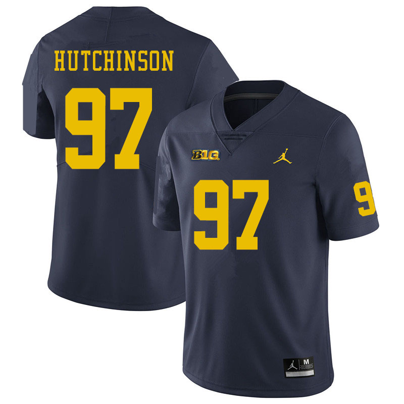 Men #97 Aidan Hutchinson Michigan Wolverines College Football Jerseys Sale-Navy